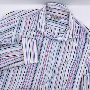Ted Baker London Vintage Pinstripes Shirt Blouse 90s colors Womens 3 US Size 8